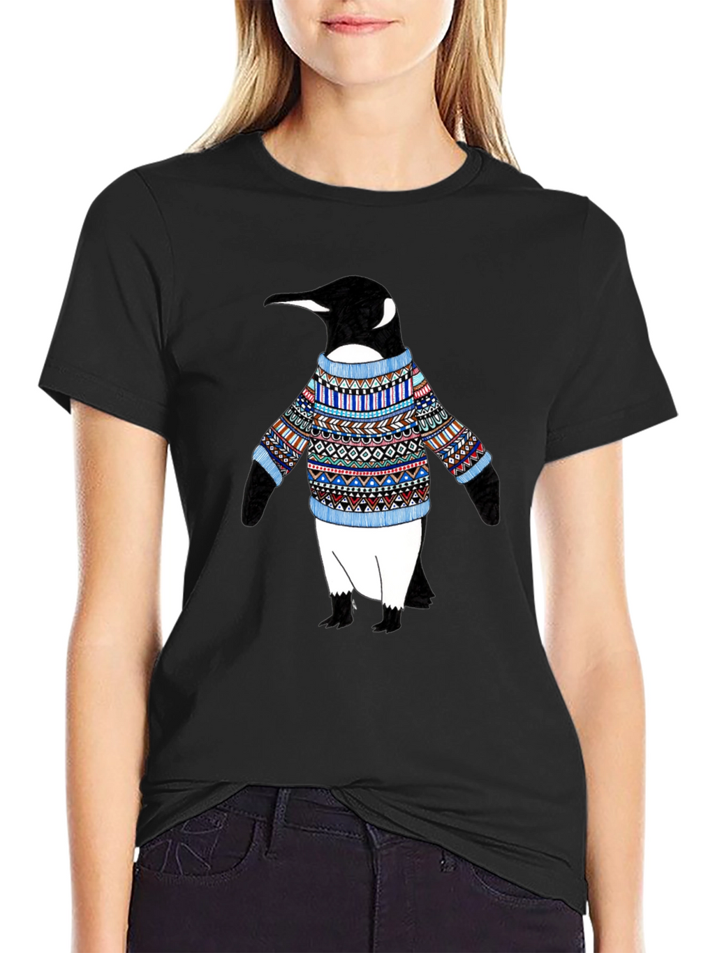 Penguin Sweater T-Shirt - Black