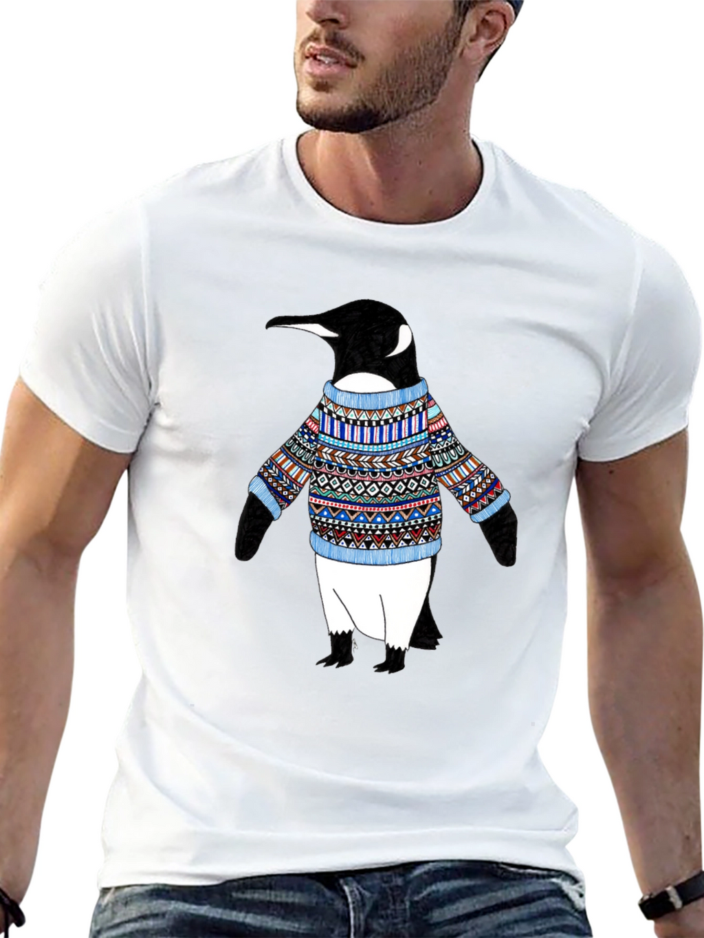 Penguin Sweater T-Shirt - Black