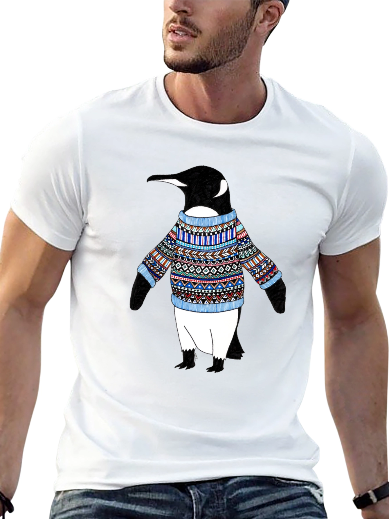 Penguin Sweater T-Shirt - Black