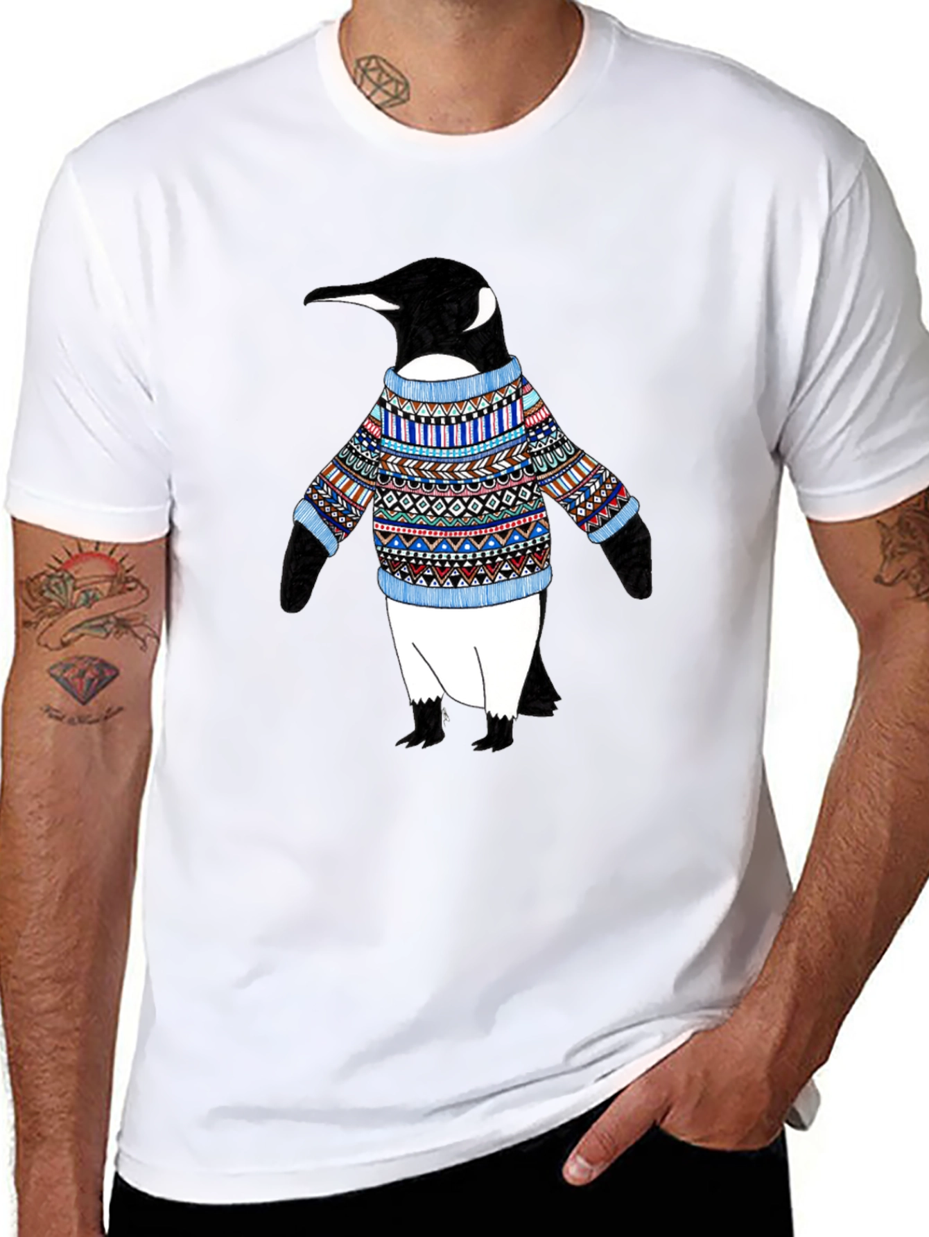 Penguin Sweater T-Shirt - Black