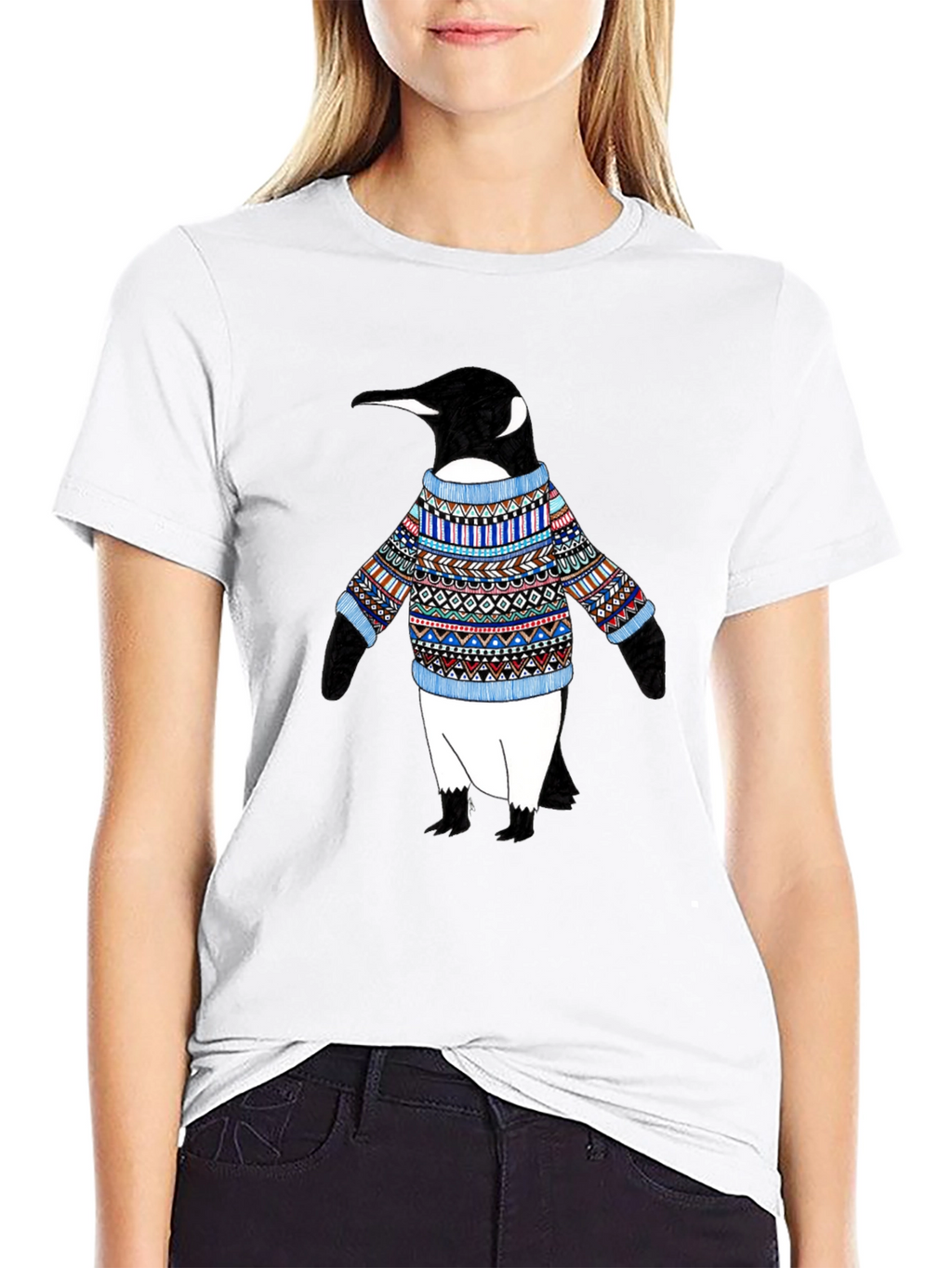 Penguin Sweater T-Shirt - Black