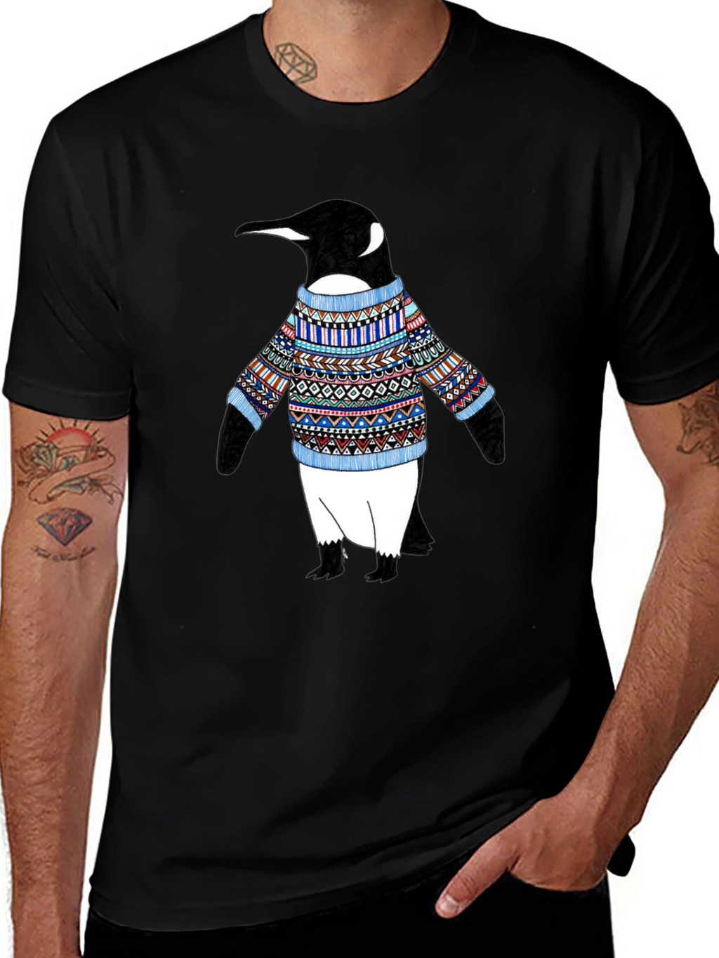 Penguin Sweater T-Shirt - Black
