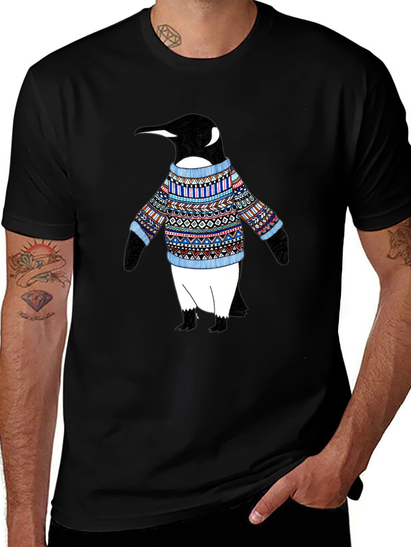 Penguin Sweater T-Shirt - Black