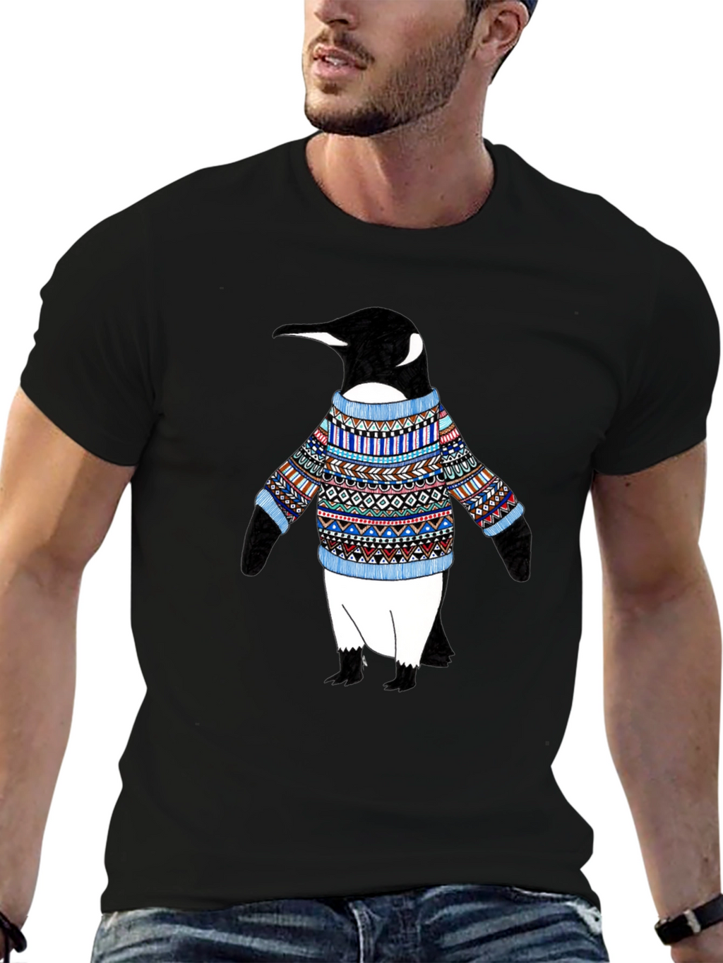 Penguin Sweater T-Shirt - Black