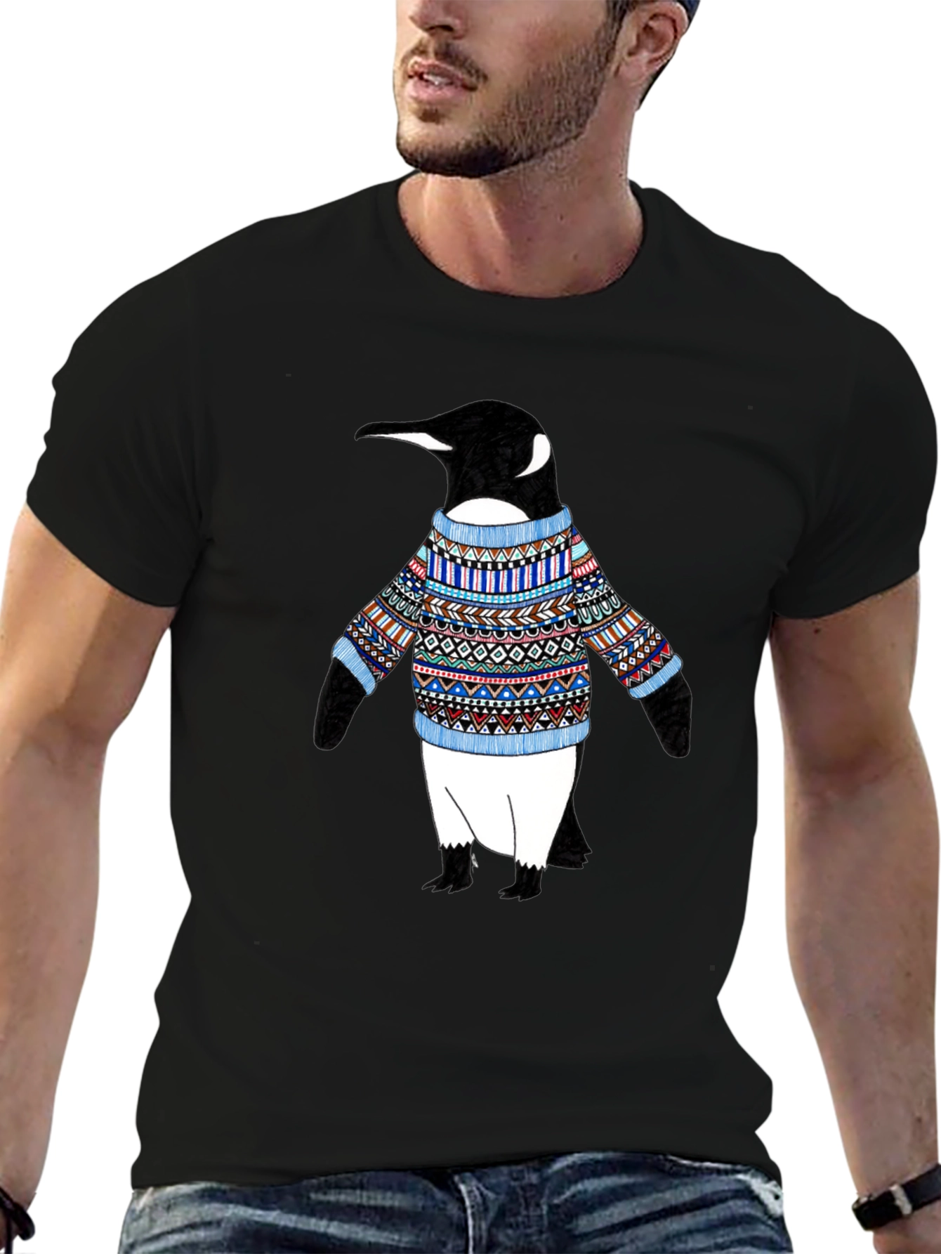 Penguin Sweater T-Shirt - Black
