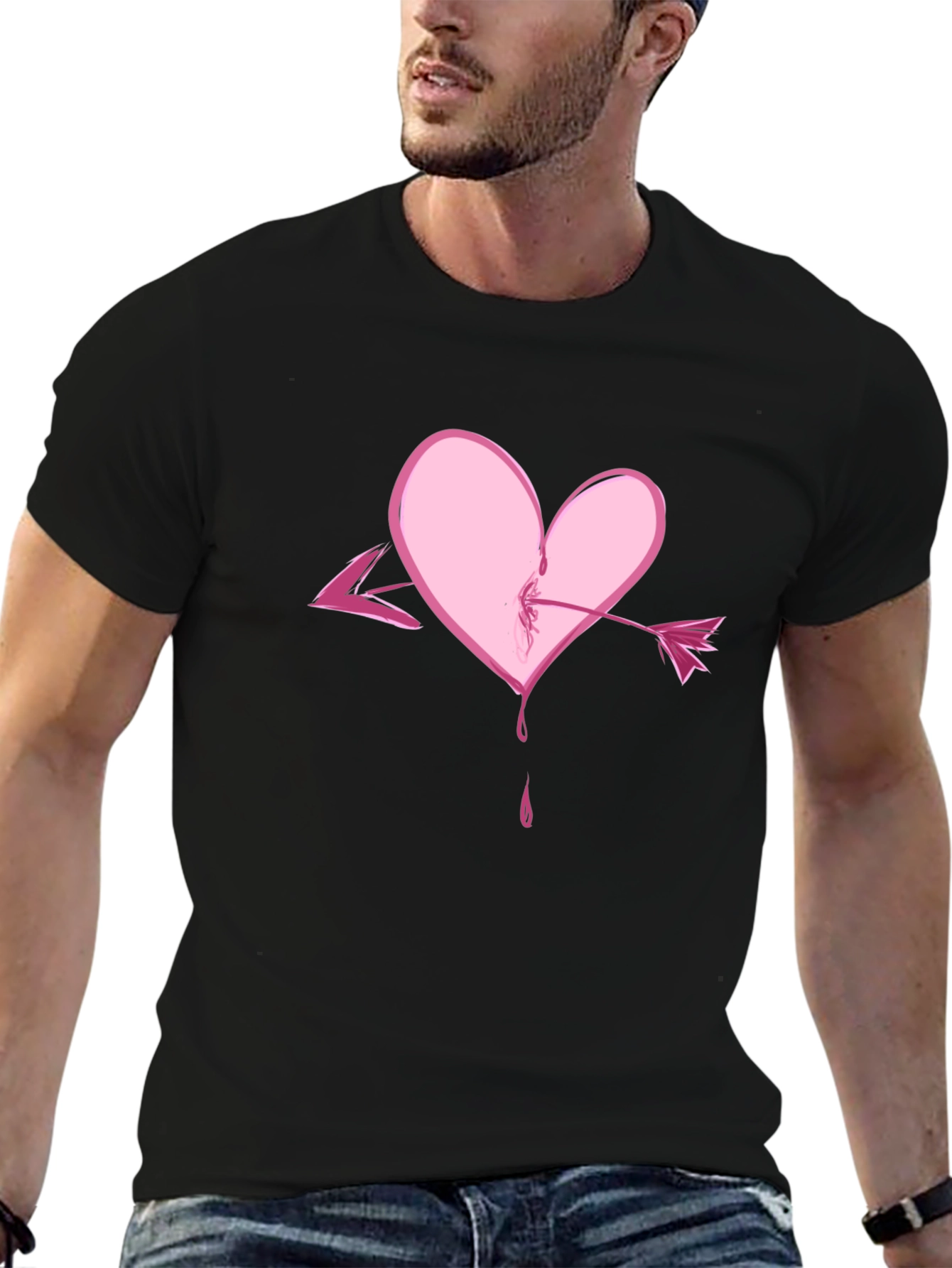 Heart Arrow Graphic Tee - Black Casual Shirt