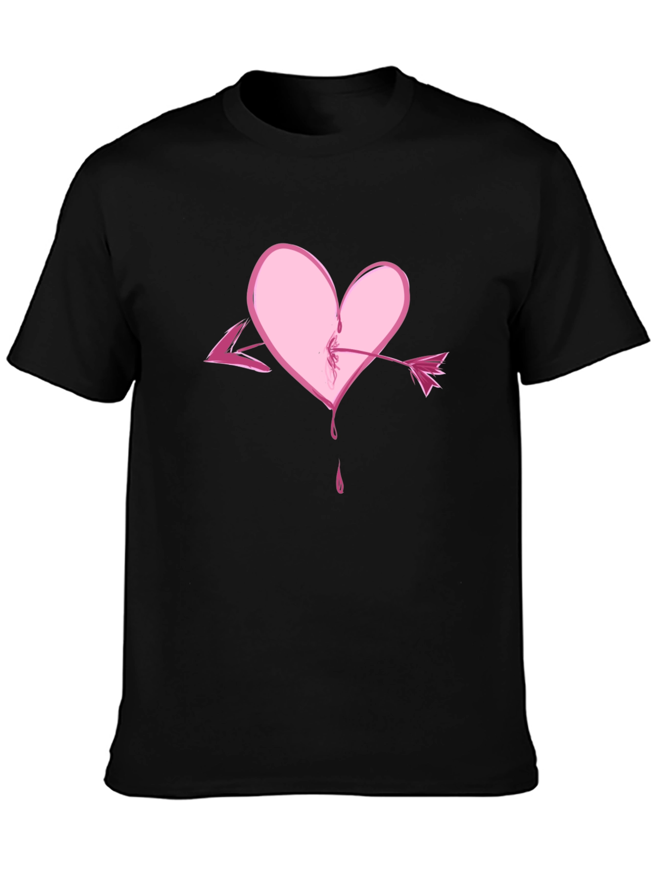 Heart Arrow Graphic Tee - Black Casual Shirt