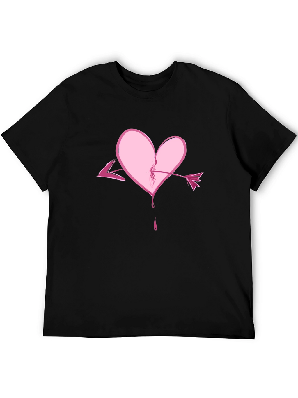 Heart Arrow Graphic Tee - Black Casual Shirt