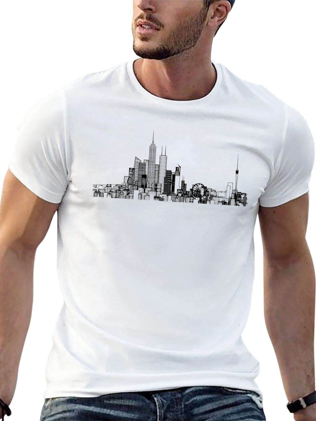 City Skyline Graphic Tee - Modern Black T-Shirt