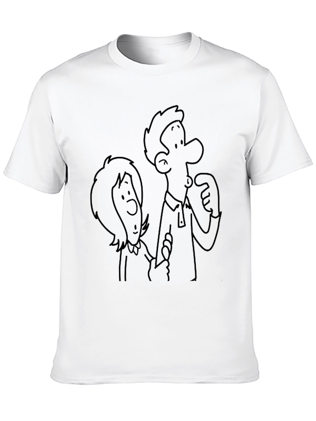 Cartoon Couple Black T-Shirt