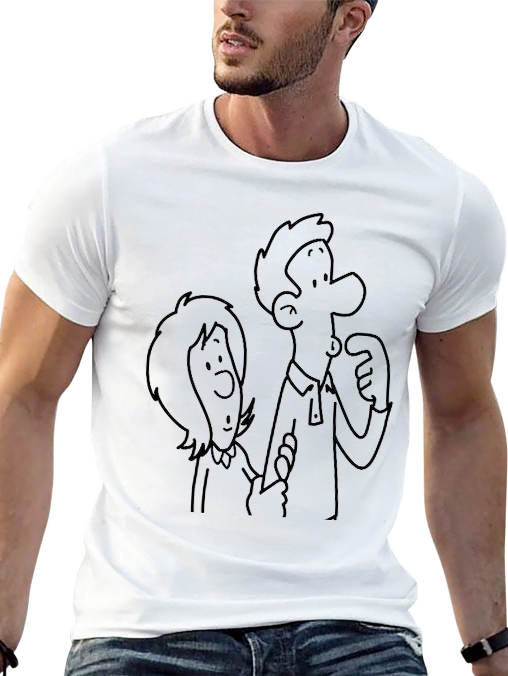 Cartoon Couple Black T-Shirt