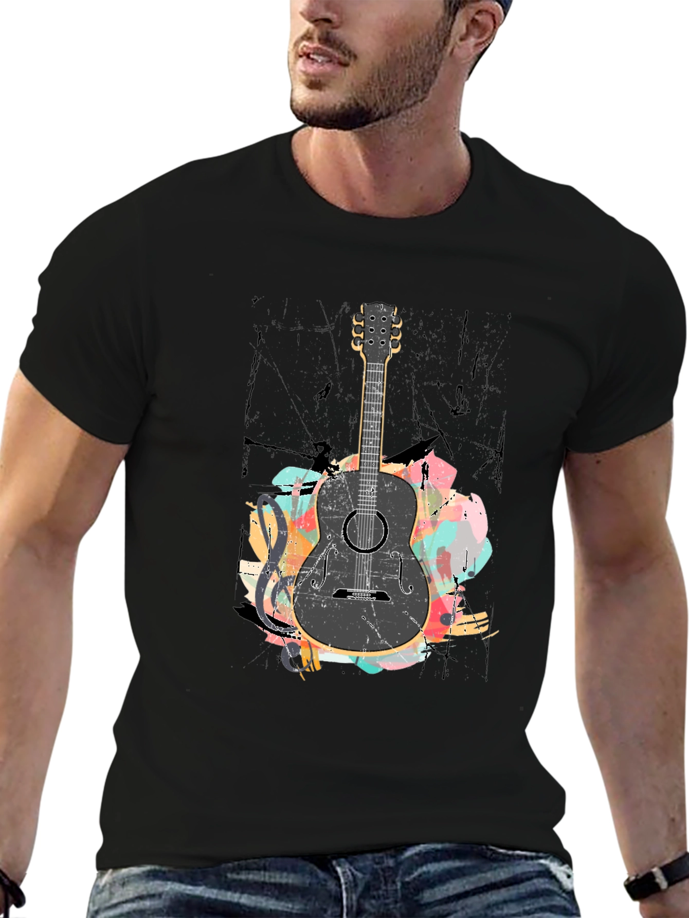 Guitar Graphic Black T-Shirt