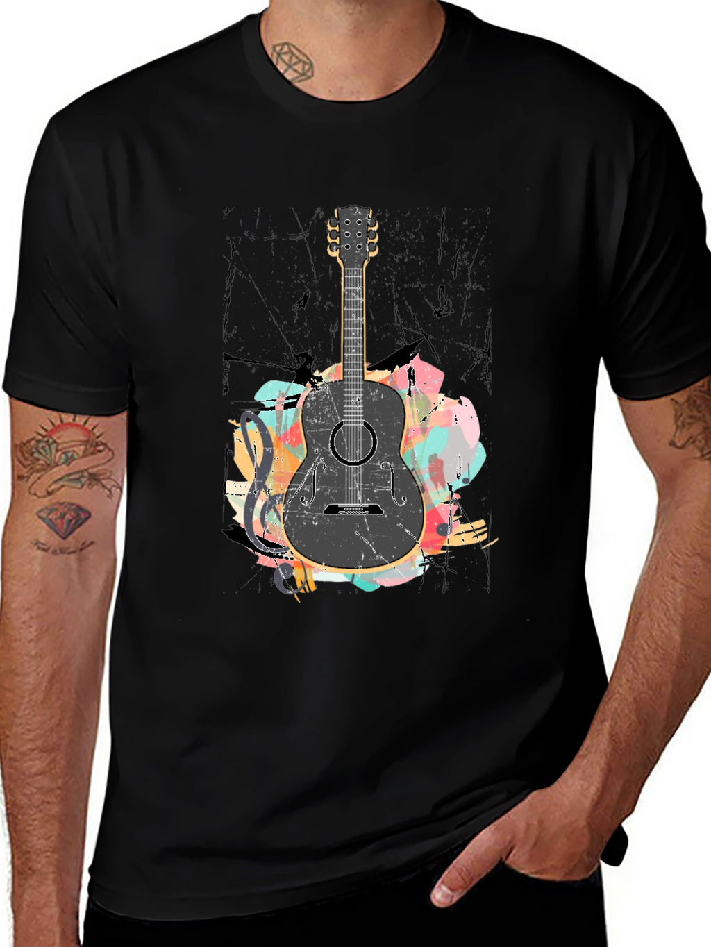 Guitar Graphic Black T-Shirt