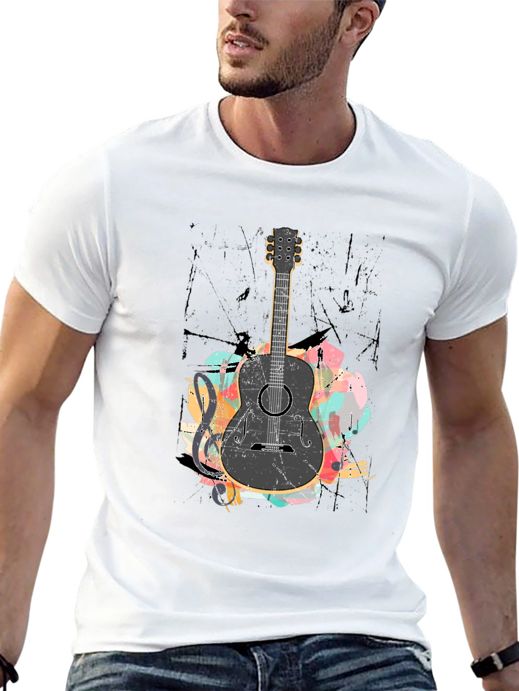 Guitar Graphic Black T-Shirt