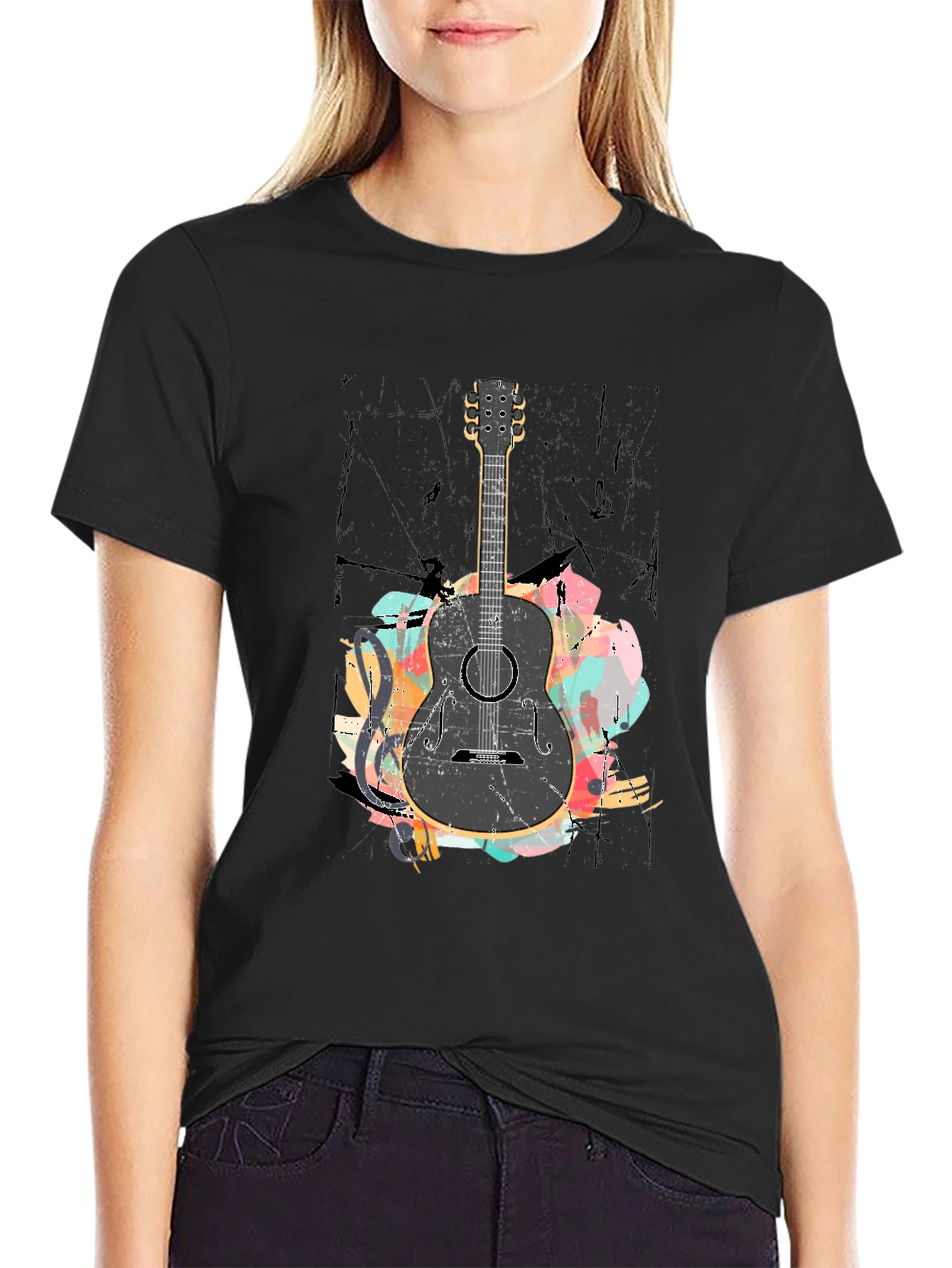 Guitar Graphic Black T-Shirt