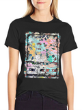 Floral Art Graphic Tee - Grunge Style