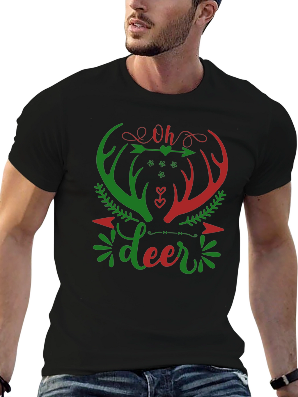 Oh Deer Christmas Graphic T-Shirt