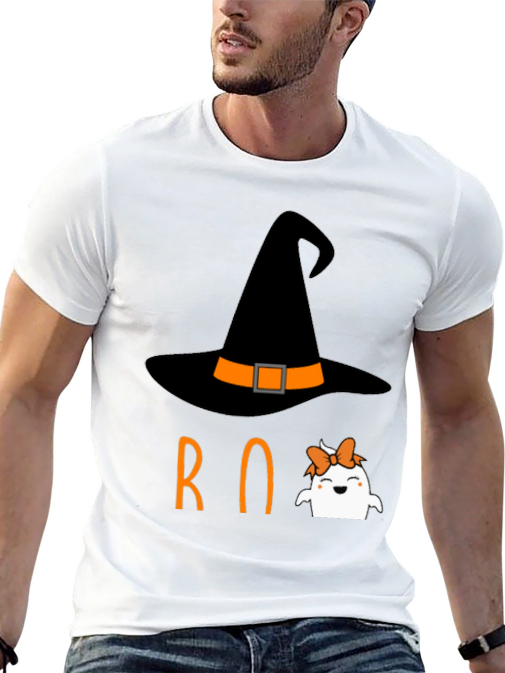 Halloween Boo T-Shirt Witch Ghost Orange