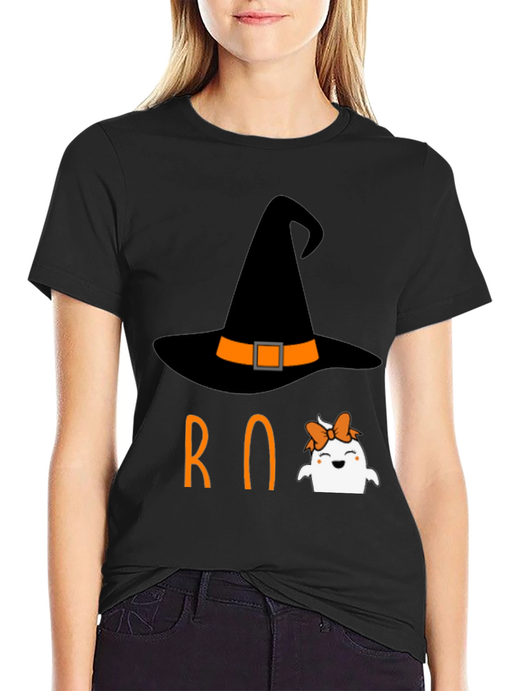 Halloween Boo T-Shirt Witch Ghost Orange