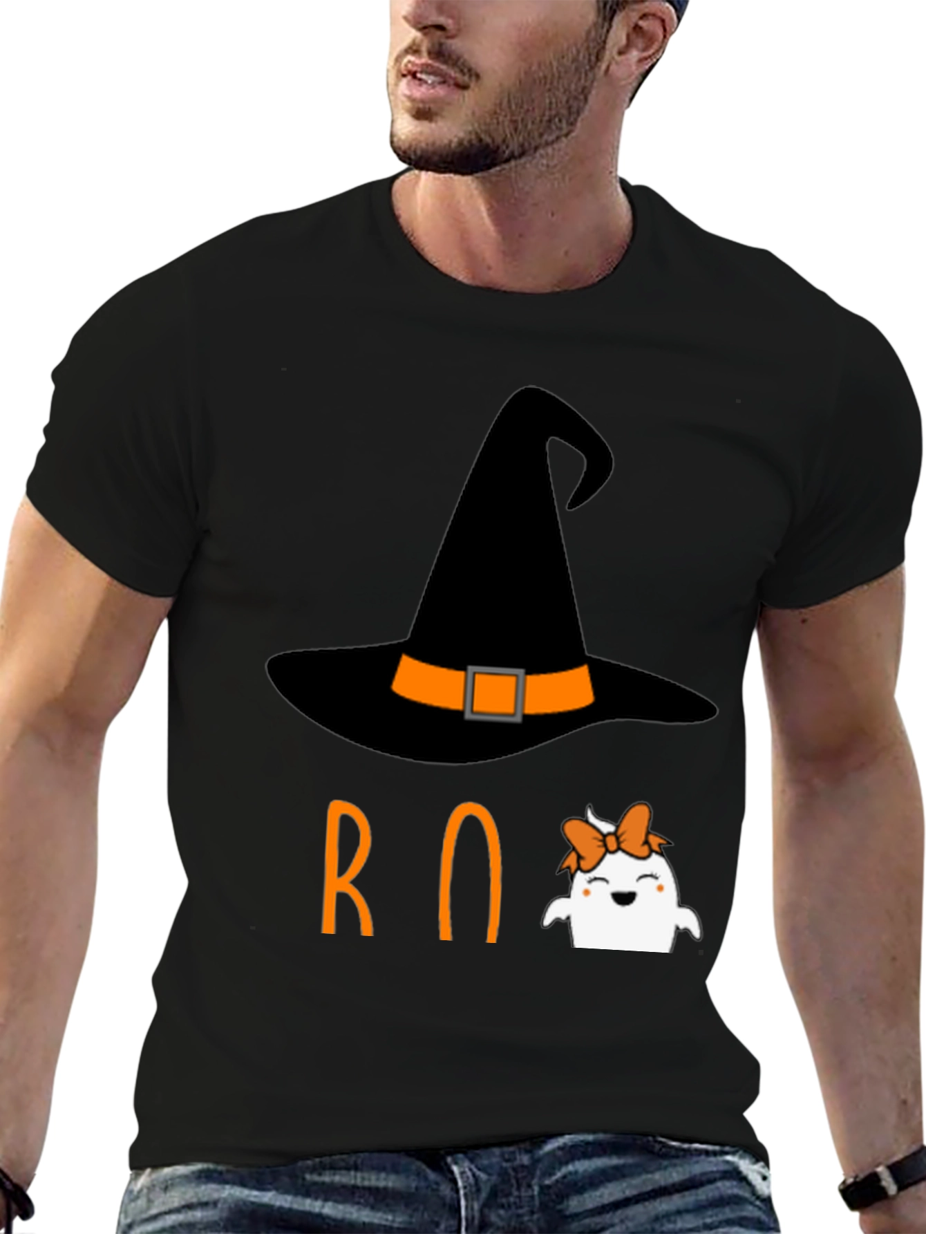 Halloween Boo T-Shirt Witch Ghost Orange