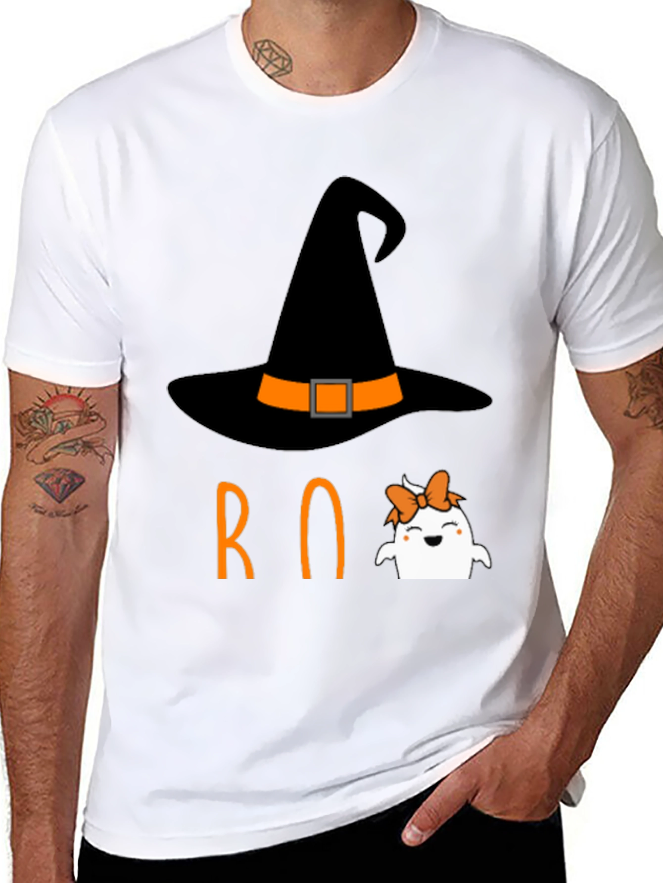 Halloween Boo T-Shirt Witch Ghost Orange
