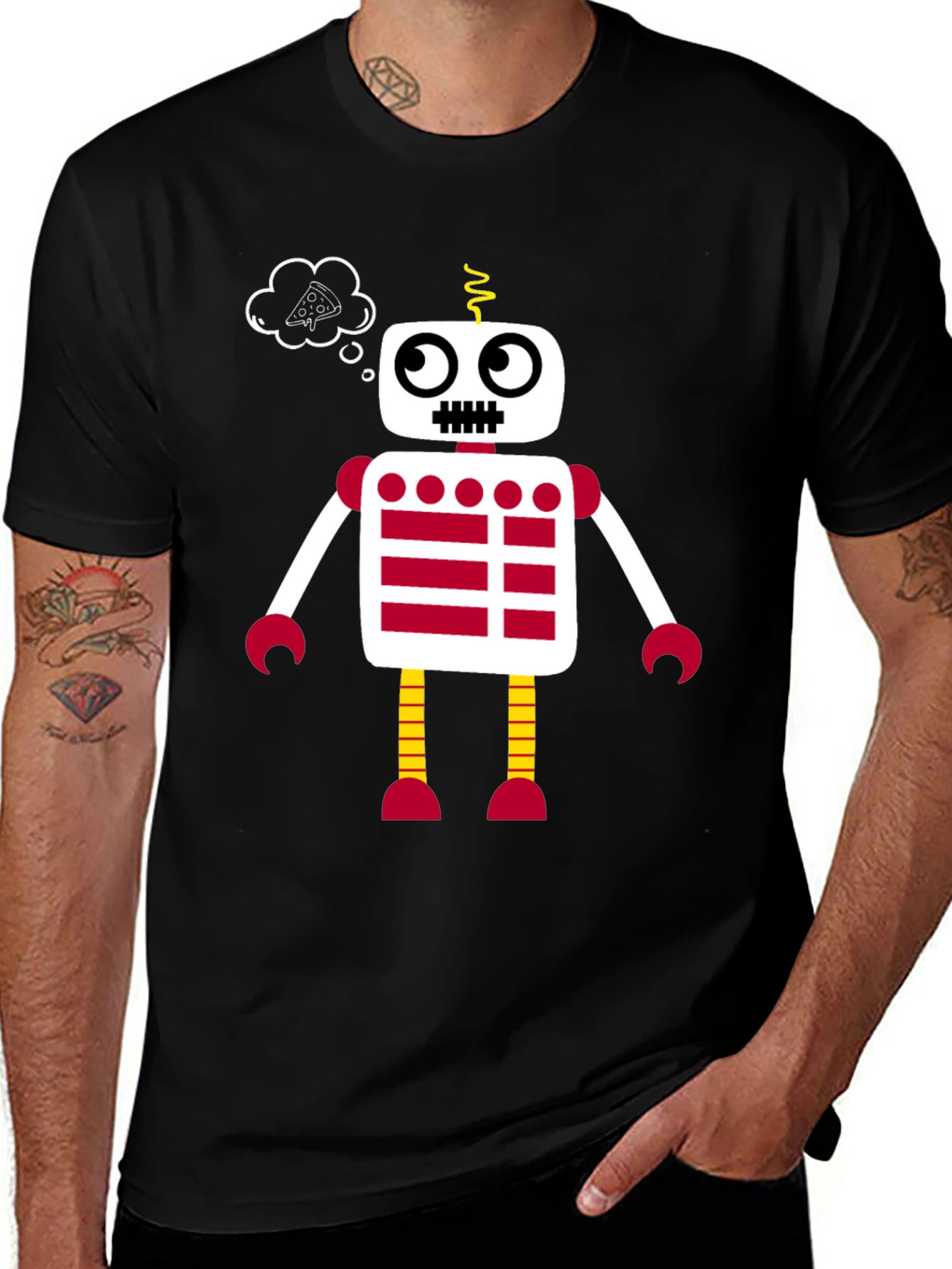 Robot Pizza Dream T-Shirt - Fun Graphic Tee