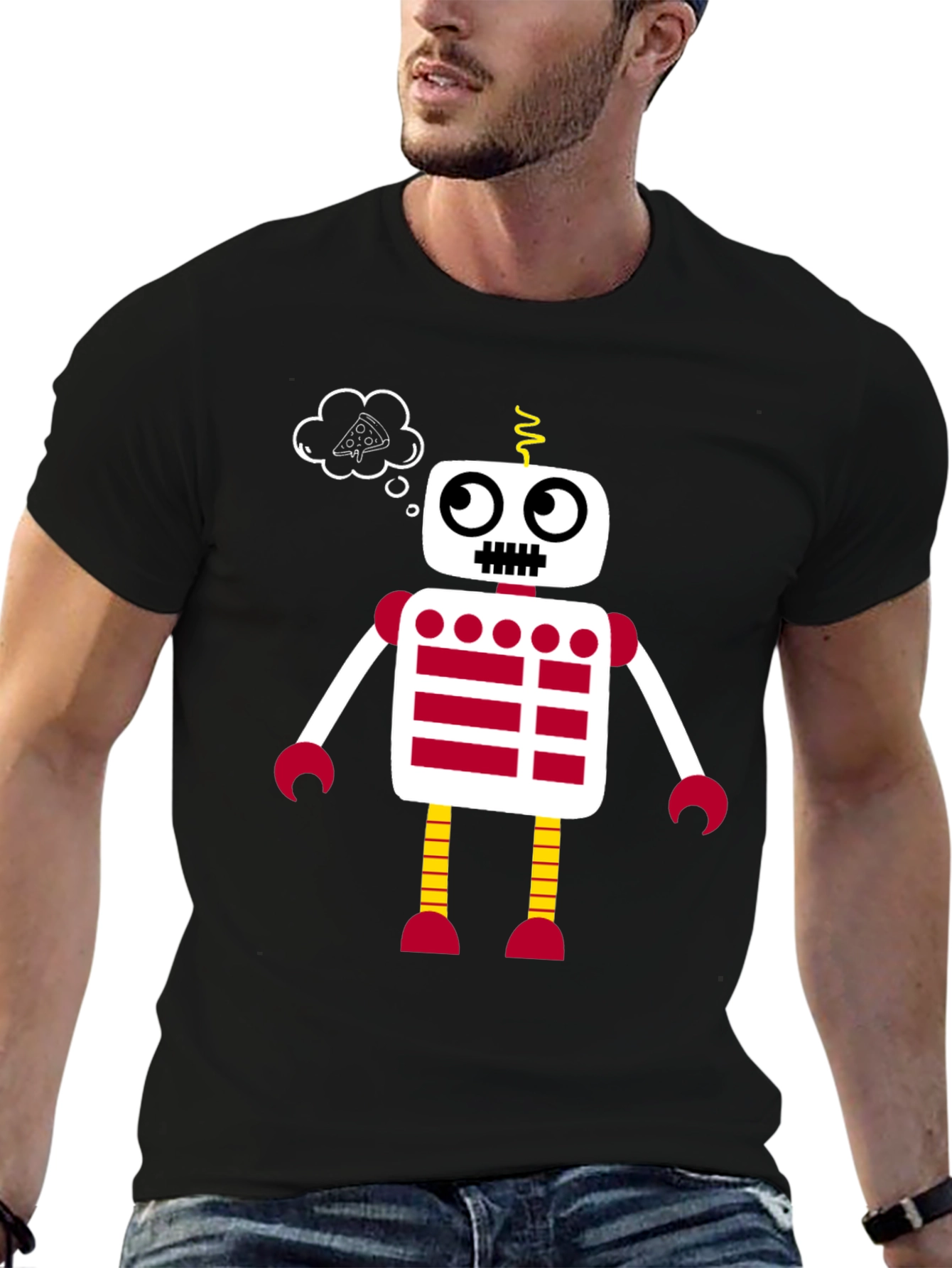 Robot Pizza Dream T-Shirt - Fun Graphic Tee