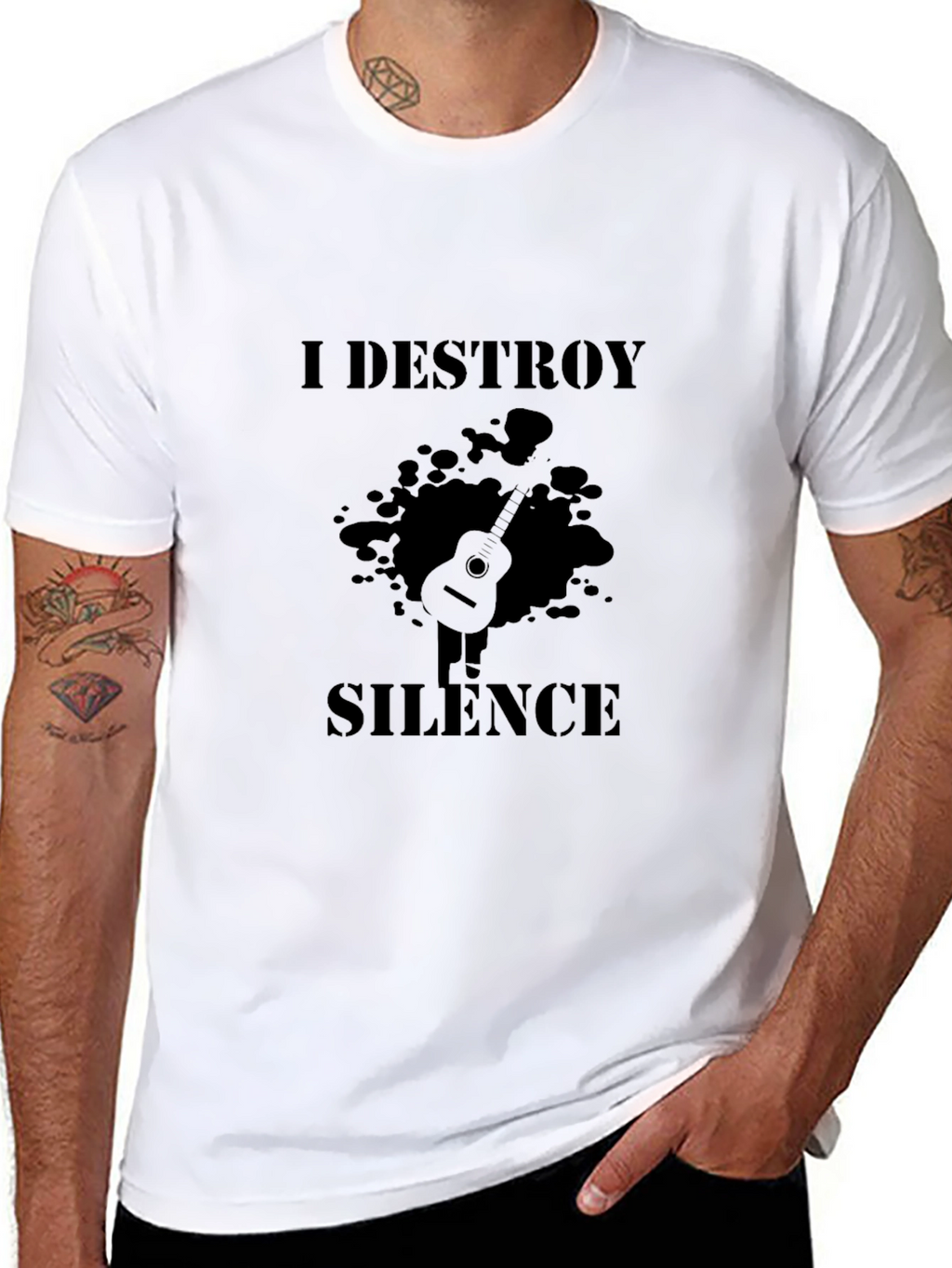 I Destroy Silence Black Graphic T-Shirt