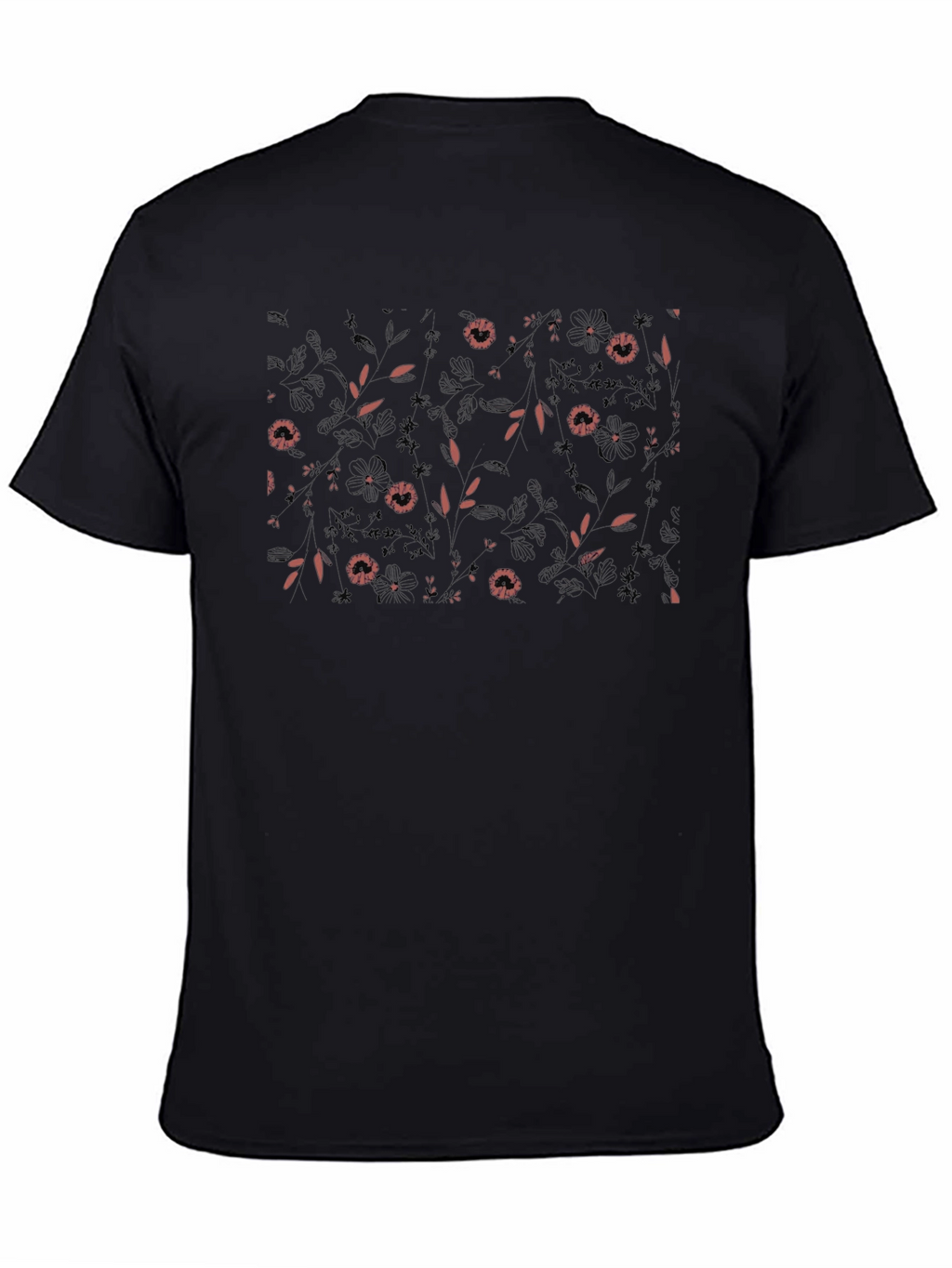 Black Floral Print Crew Neck T-Shirt