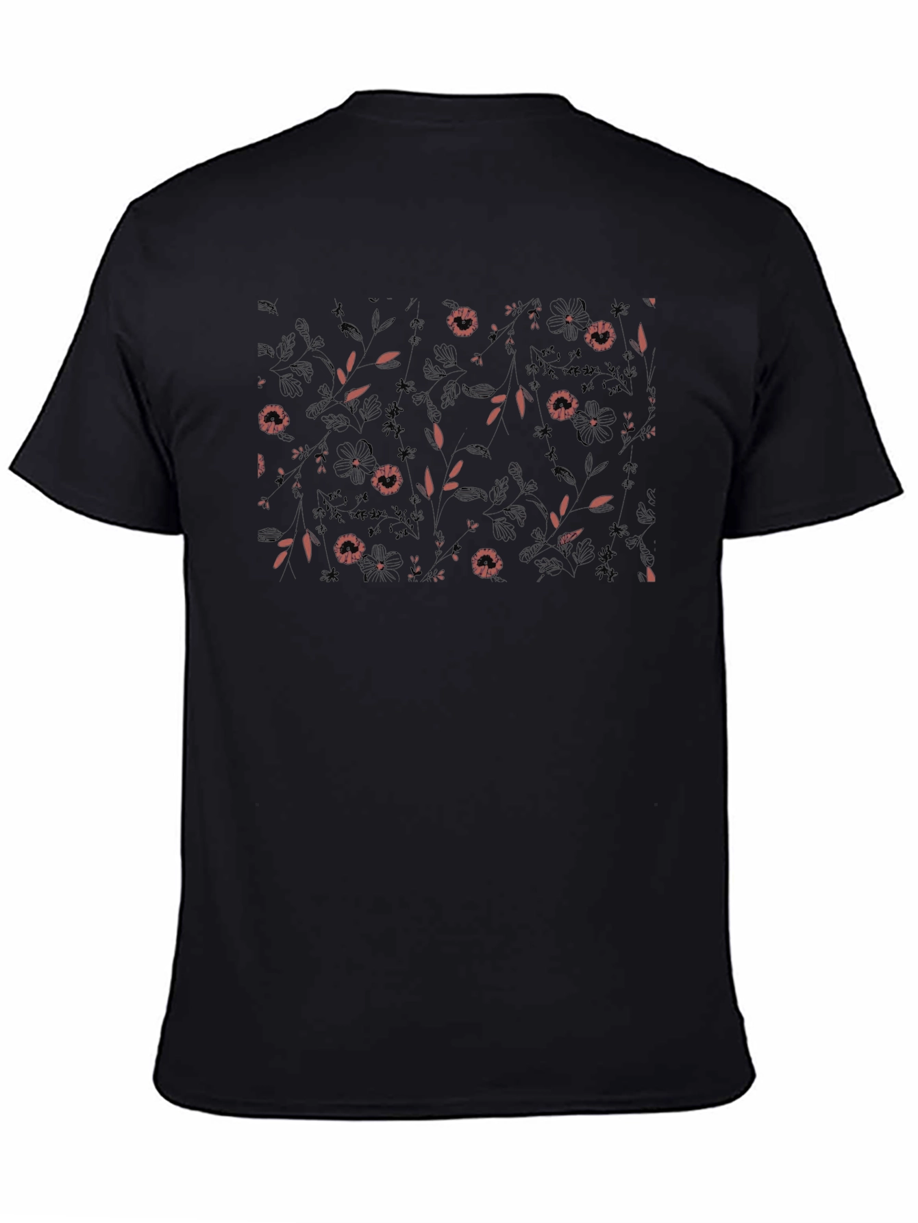 Black Floral Print Crew Neck T-Shirt