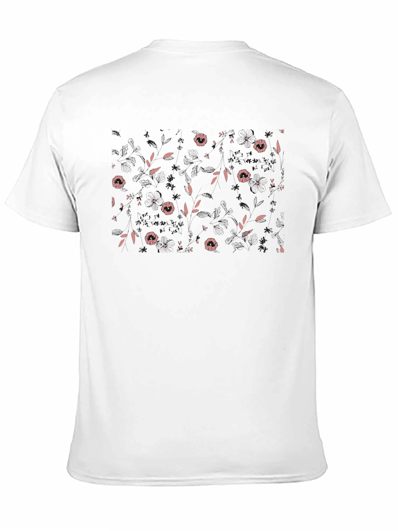 Black Floral Print Crew Neck T-Shirt