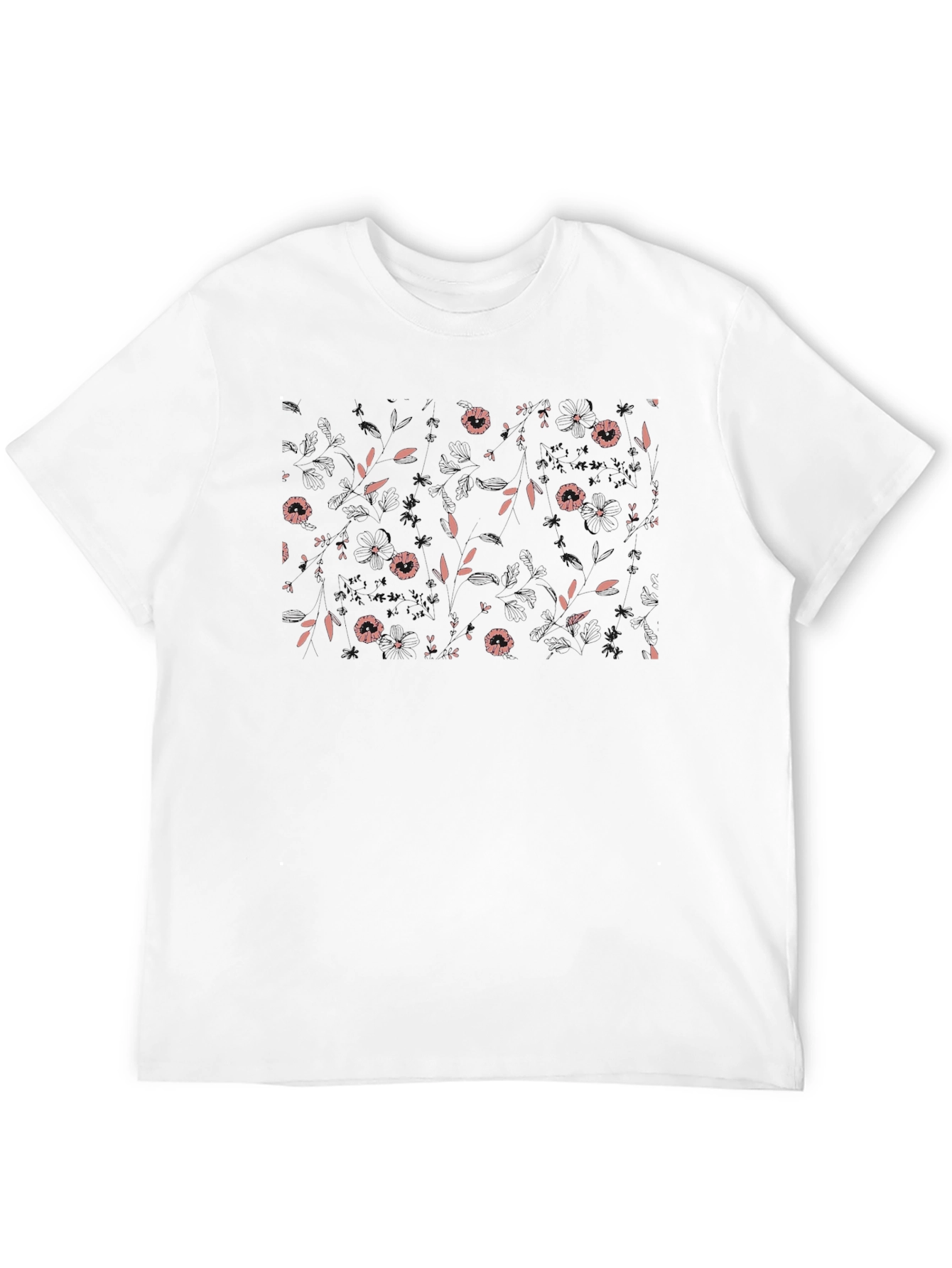 Black Floral Print Crew Neck T-Shirt