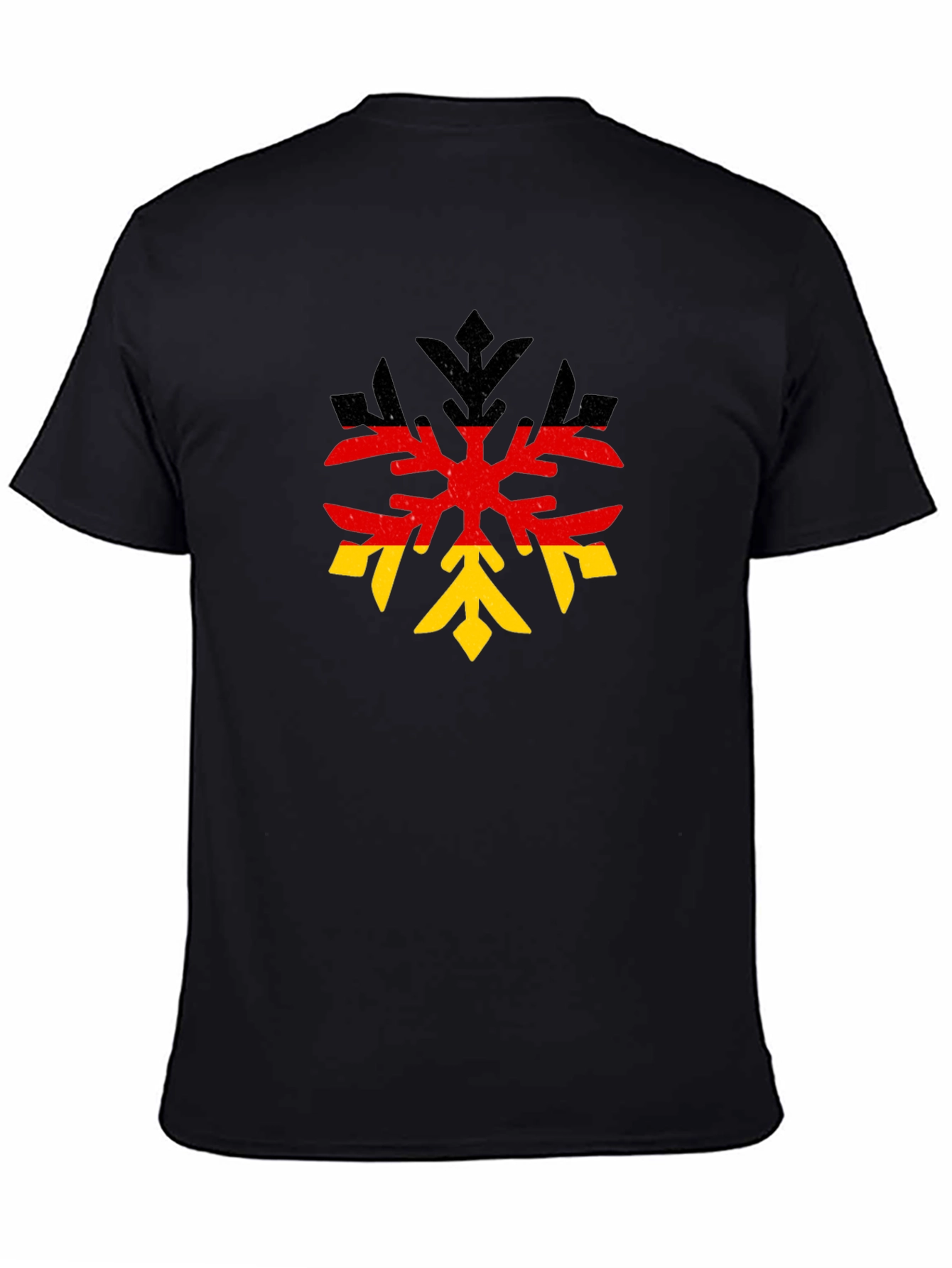 German Flag Snowflake Black T-Shirt