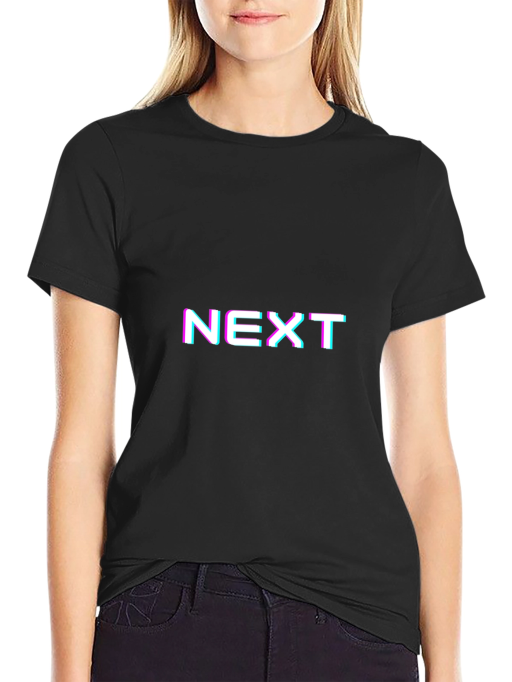 NEXT Glitch Graphic Tee - Black Casual Shirt