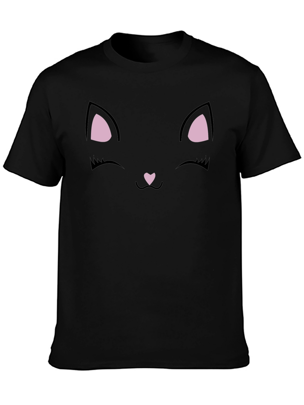 Cute Black Cat Face Graphic T-Shirt
