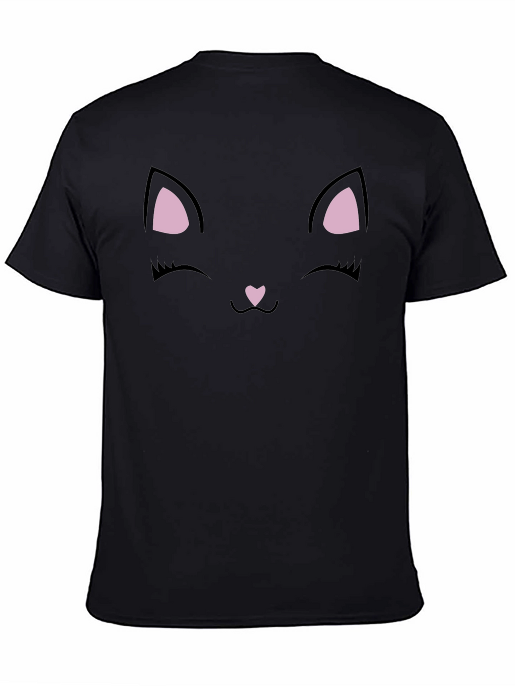 Cute Black Cat Face Graphic T-Shirt
