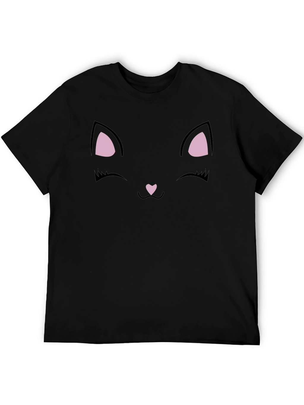Cute Black Cat Face Graphic T-Shirt