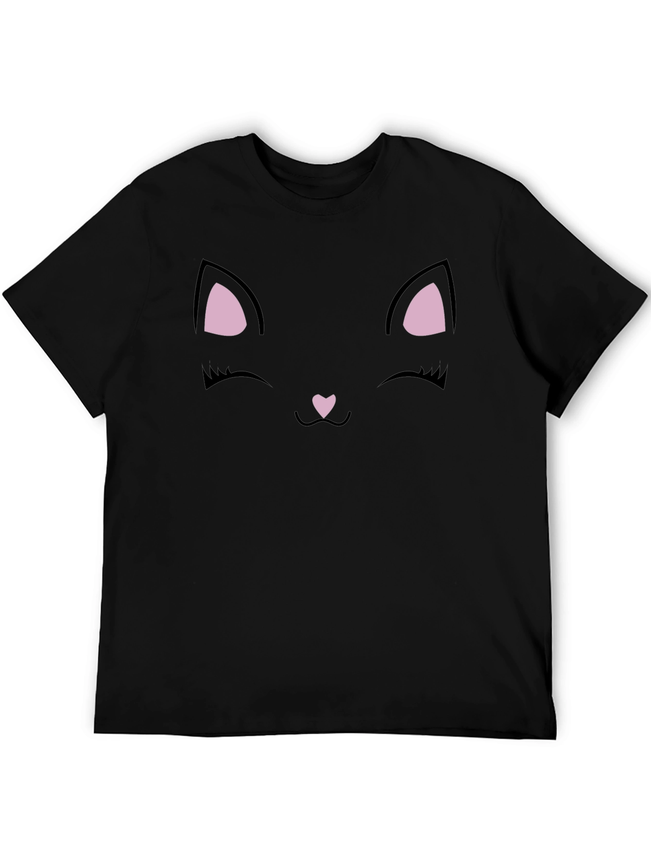 Cute Black Cat Face Graphic T-Shirt
