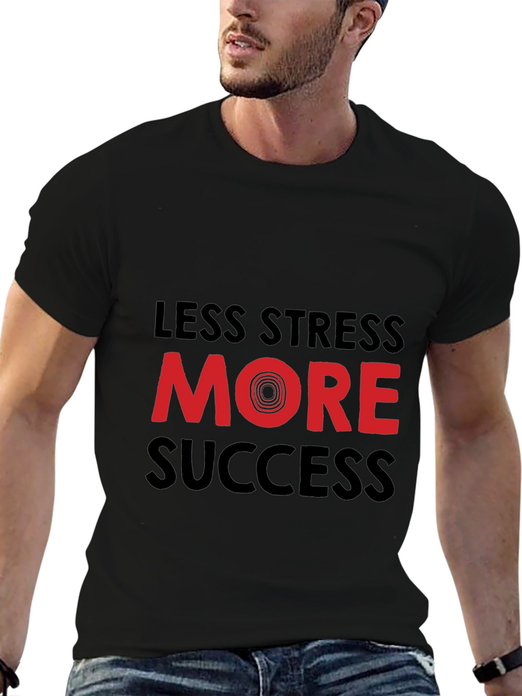 Less Stress More Success Graphic Tee - Black
