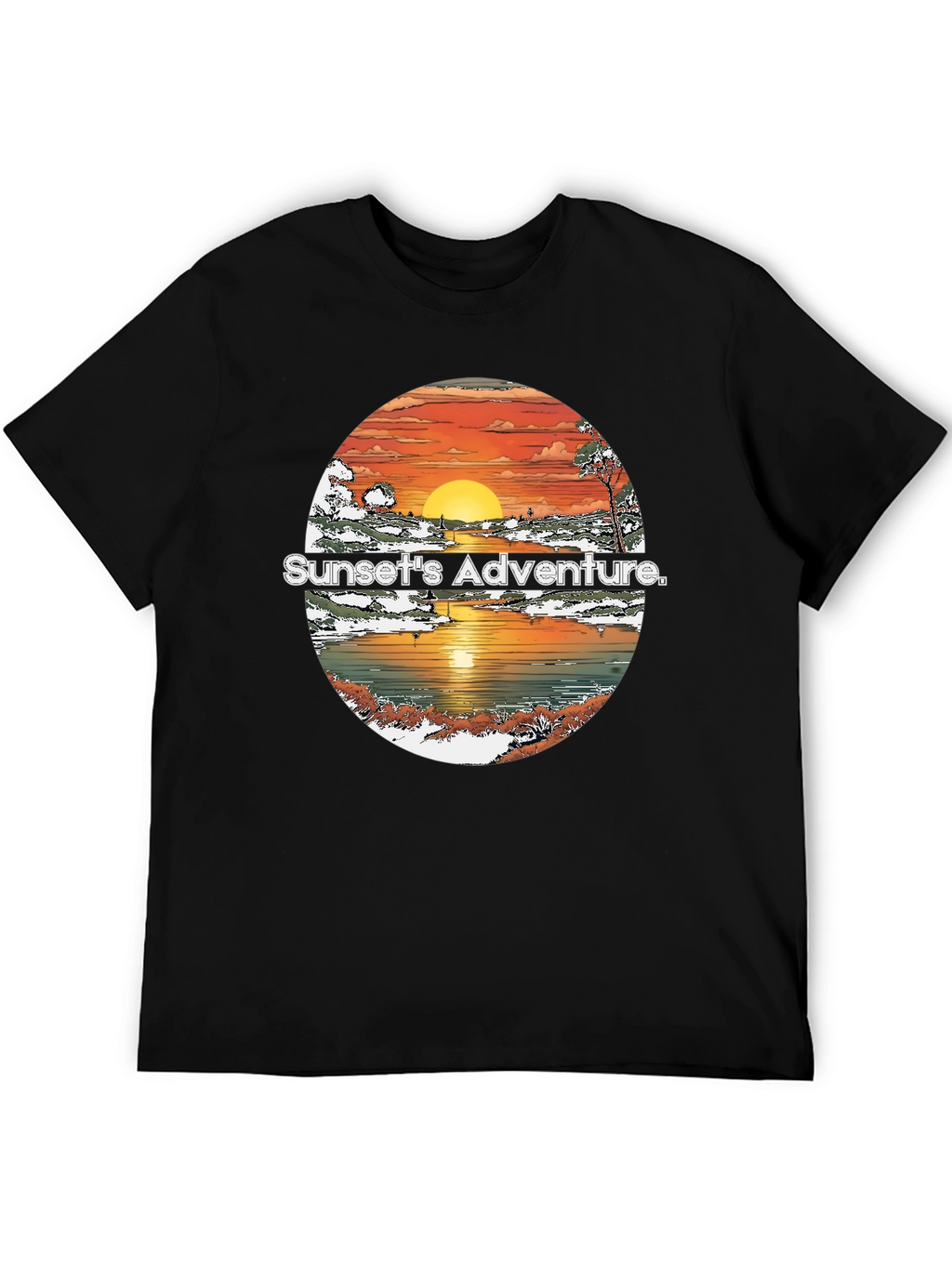 Sunset Adventure Graphic Tee - Mens Black T-Shirt