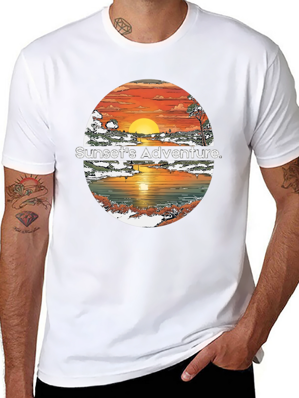 Sunset Adventure Graphic Tee - Mens Black T-Shirt