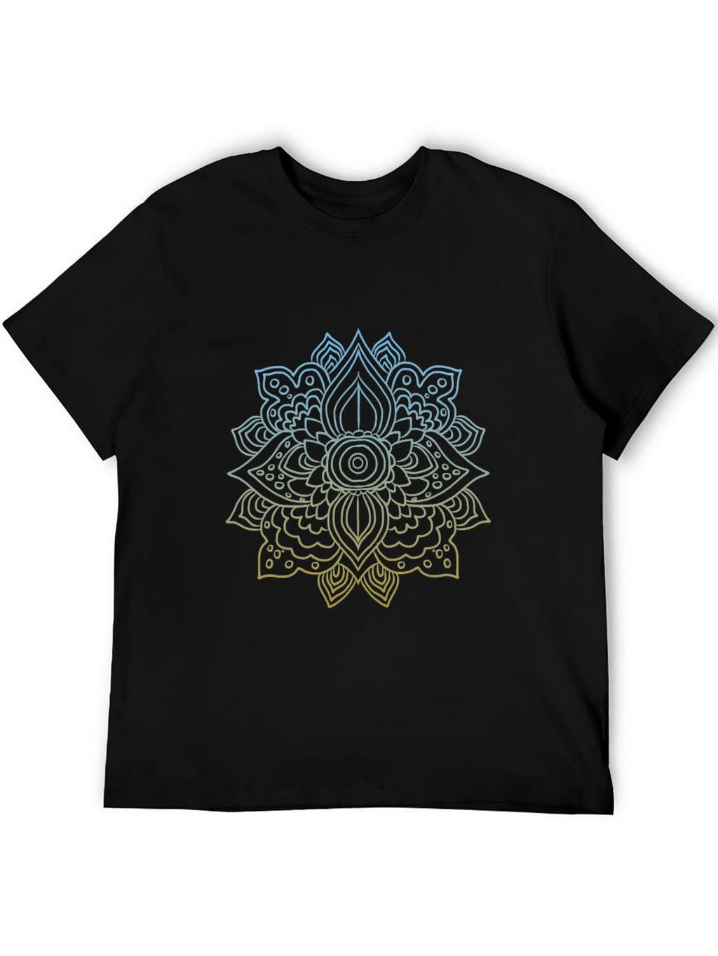 Geometric Mandala Print Black T-Shirt