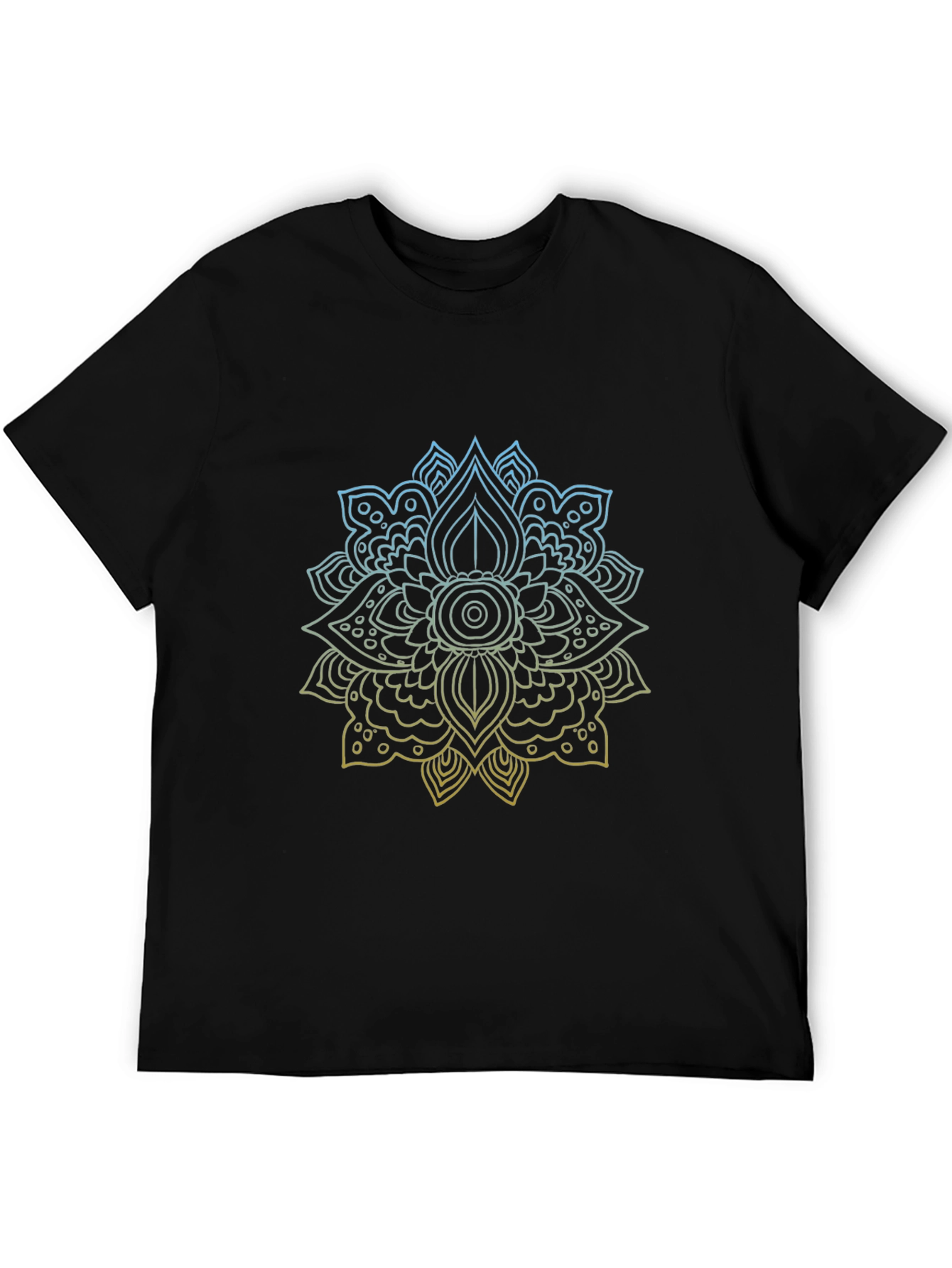 Geometric Mandala Print Black T-Shirt