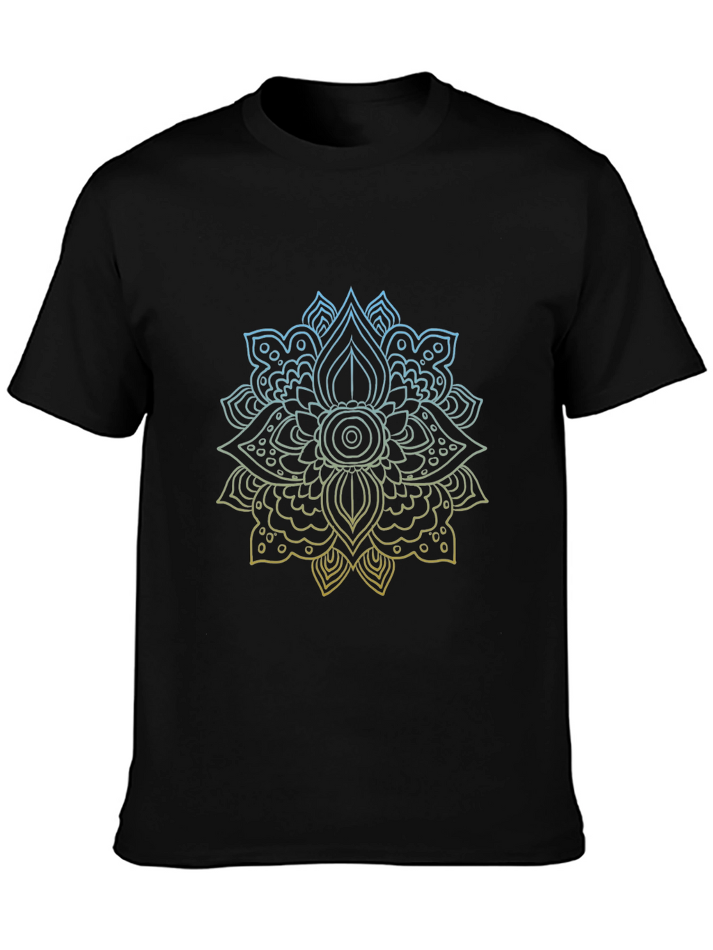 Geometric Mandala Print Black T-Shirt