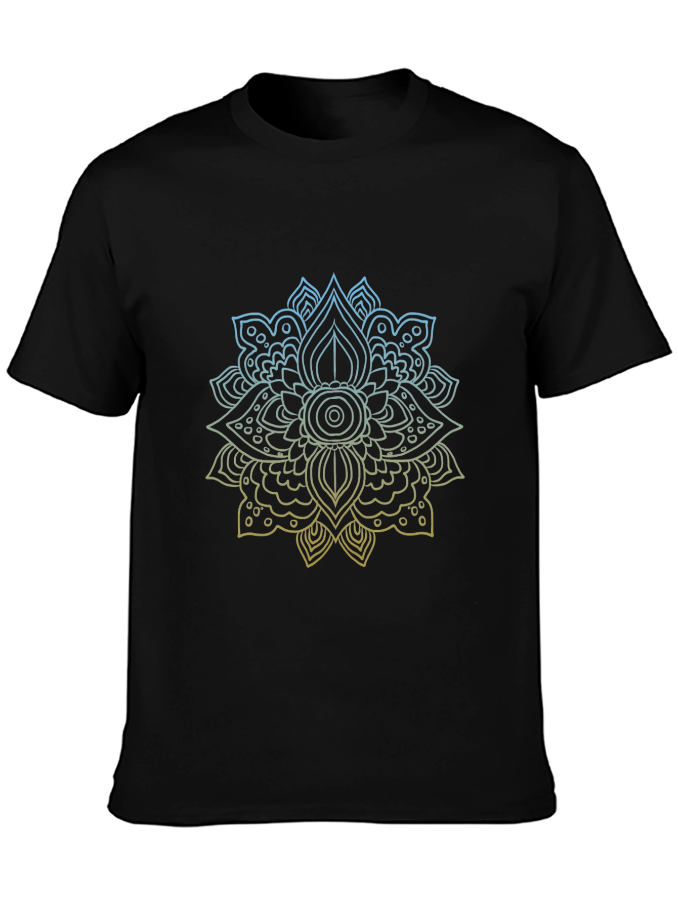 Geometric Mandala Print Black T-Shirt