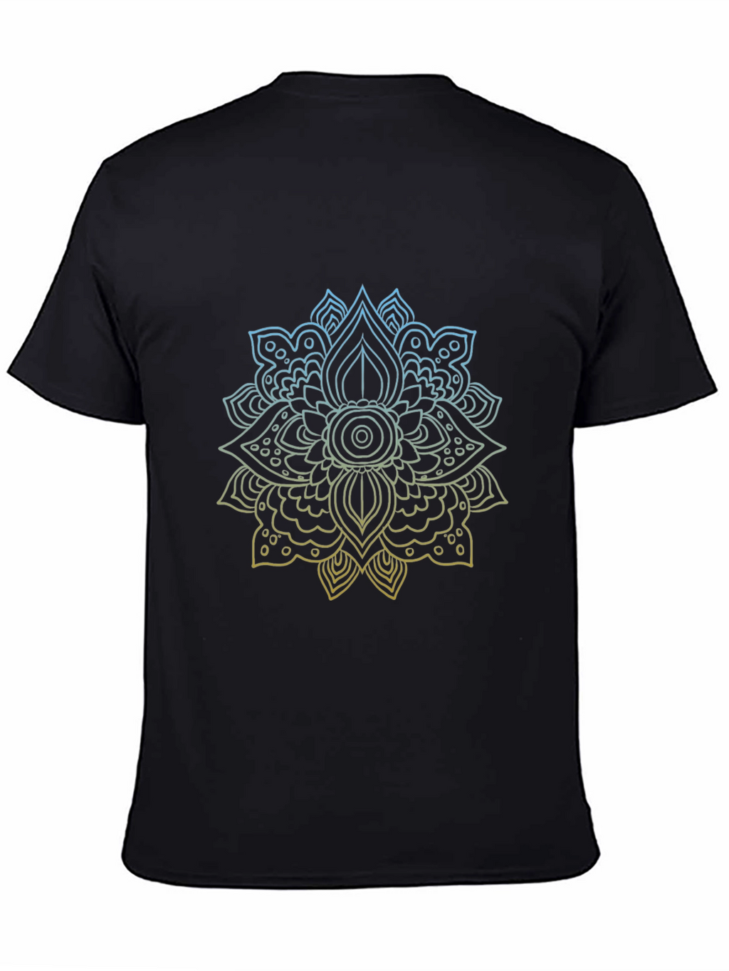 Geometric Mandala Print Black T-Shirt