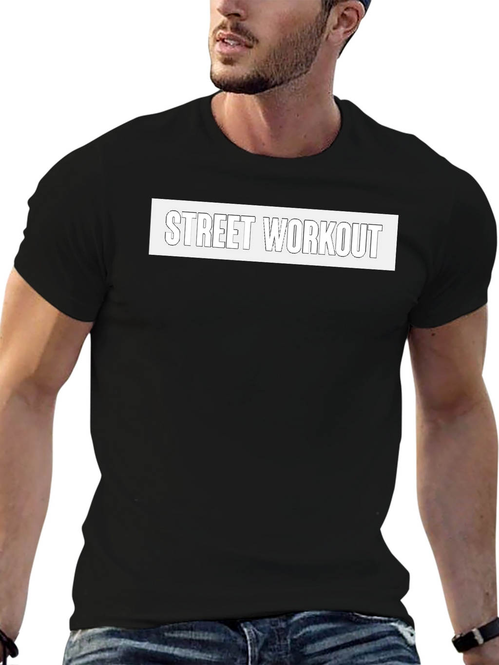 Street Workout Black Graphic Tee for Men