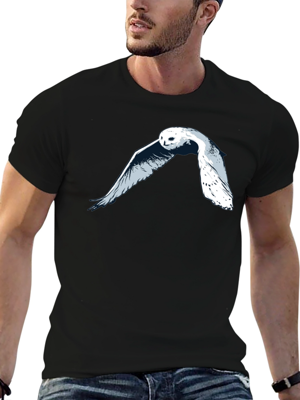 Owl Graphic T-Shirt - Black
