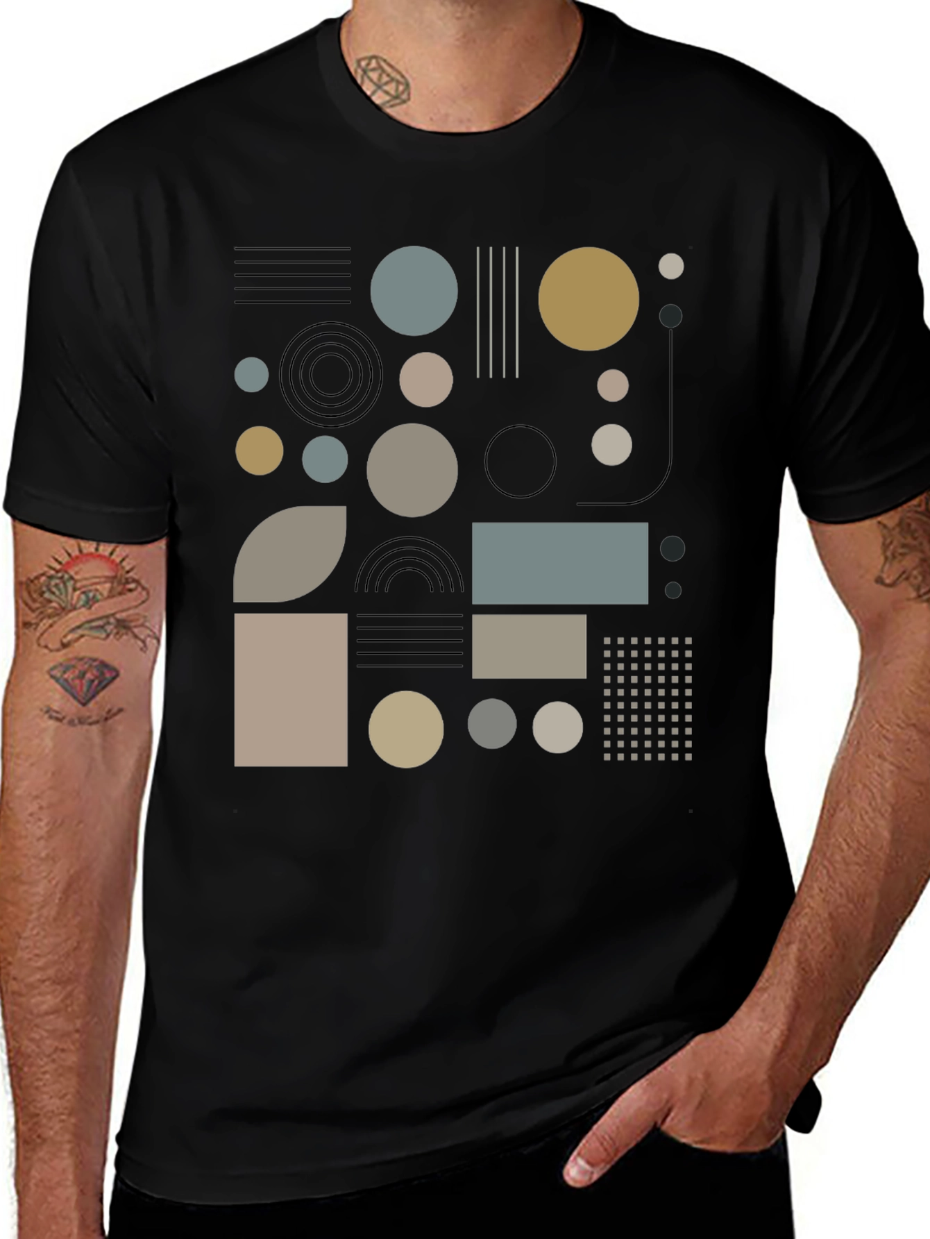 Geometric Print Black T-Shirt