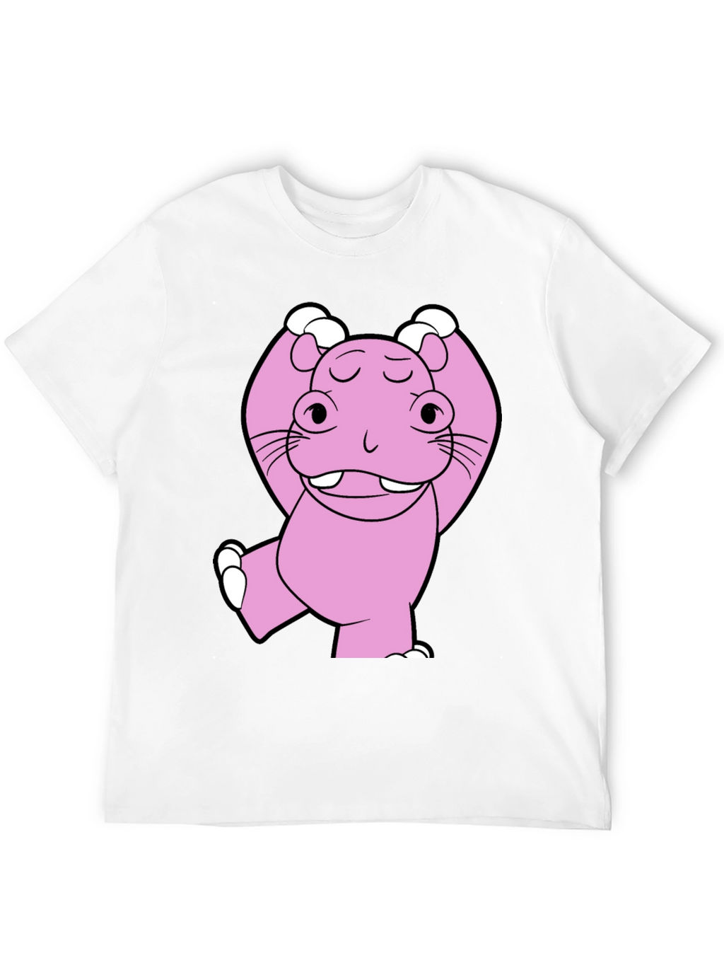 Pink Hippo Cartoon T-Shirt - Unisex Cotton Tee